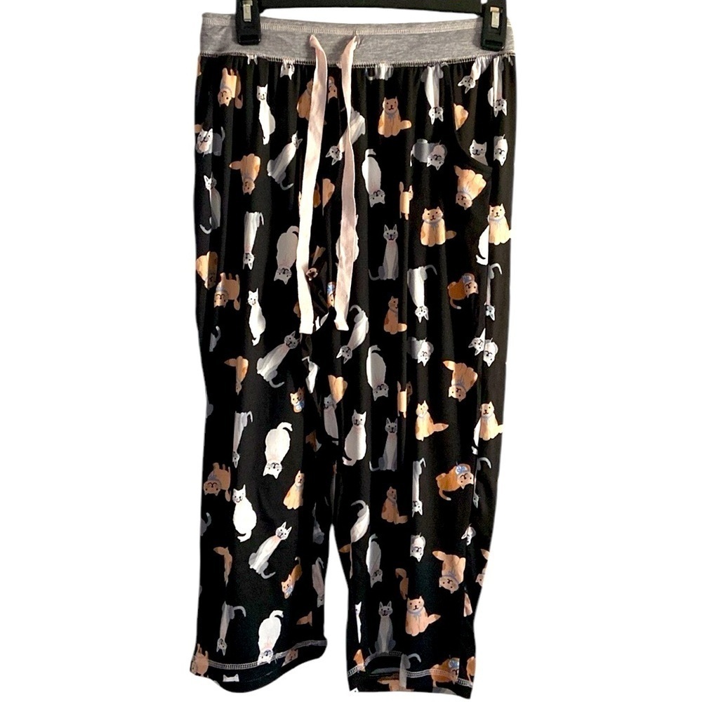NWOT Women’s Navy Blue Cats Drawstring Lounge Pajama Bottoms Size Small